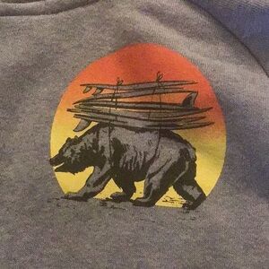 Hoodie with bear and surf board